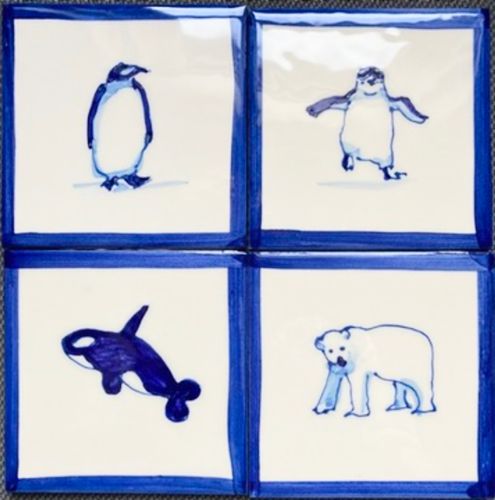 Hand painted delft style tiles, NEW! designs, plus, now in 2 sizes