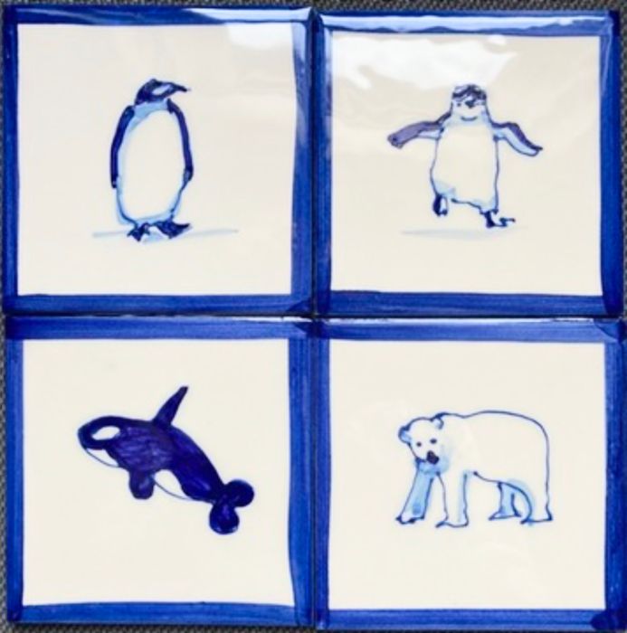 Hand painted delft style tiles, NEW! designs, plus, now in 2 sizes