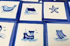 Hand painted delft style tiles, NEW! designs, plus, now in 2 sizes