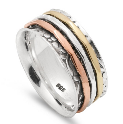 Multi Banded Floral Spinning Ring