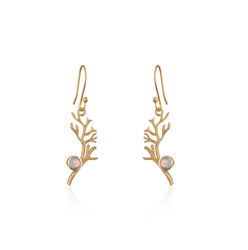Gold Vermeil Seaweed Drop Earrings