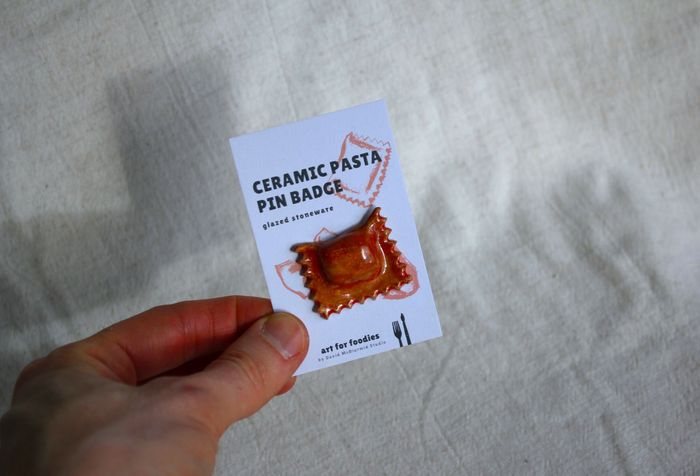 Ceramic Pasta Fridge Magnet & Pin Badges
