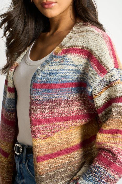 Brodie Wool Blend Cardigan - Multi/Pink, Striped