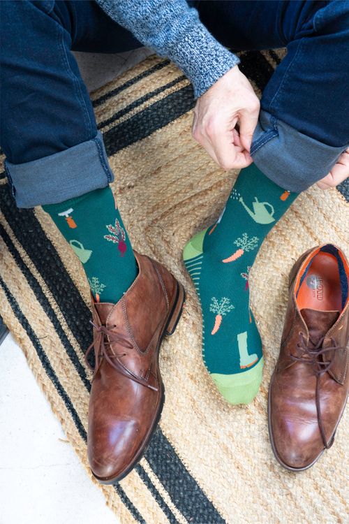 Men's Bamboo Socks - Forest Green/Green, Gardening