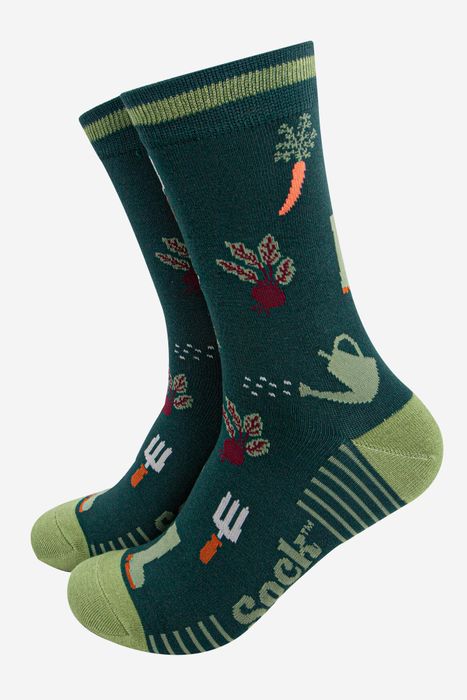 Men's Bamboo Socks - Forest Green/Green, Gardening