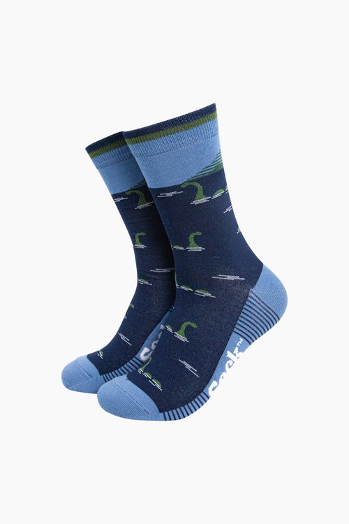 Women's Bamboo Socks - Blue, Loch Ness Monster