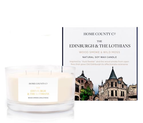 The Edinburgh & The Lothians- Wood Smoke and Wild Moss 3 Wick Candle