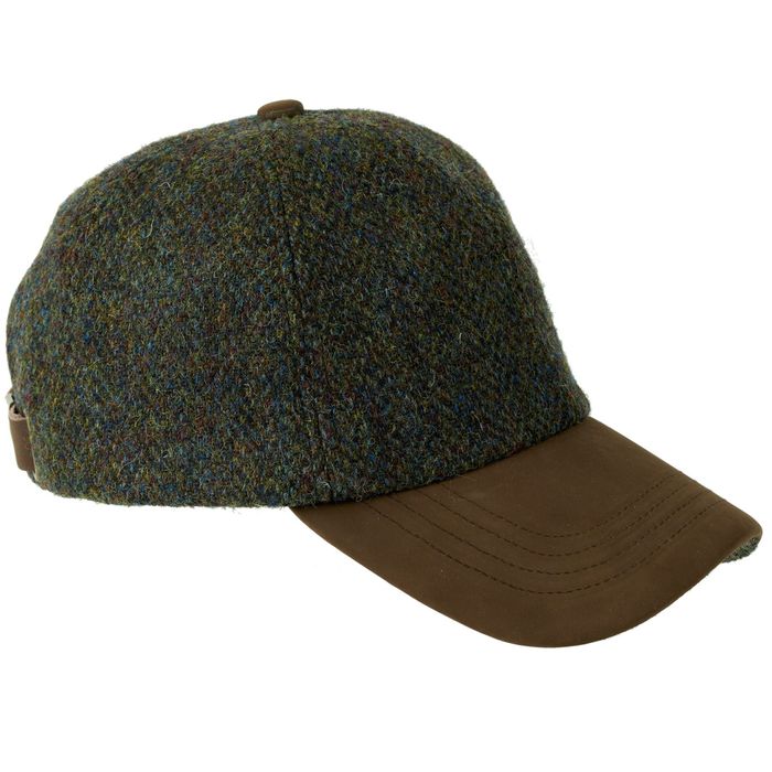 Glencairn Harris Tweed Baseball Cap with Genuine Leather Peak