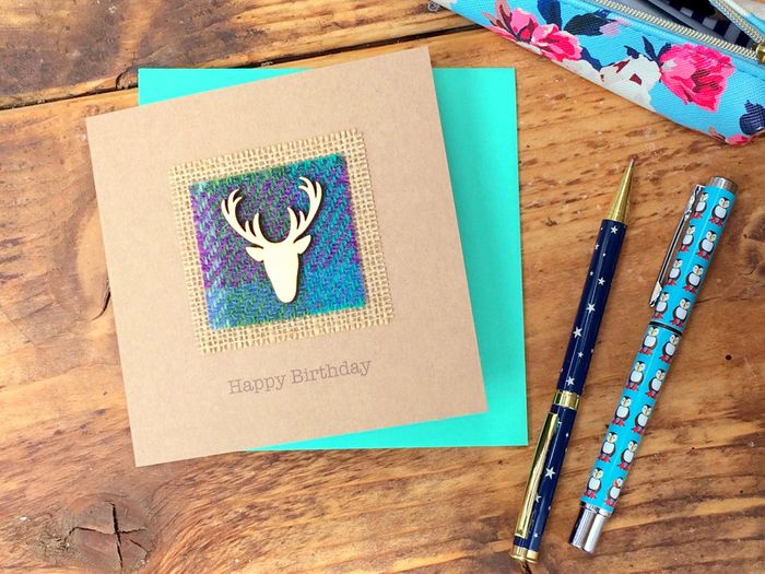 Harris Tweed Stag Card