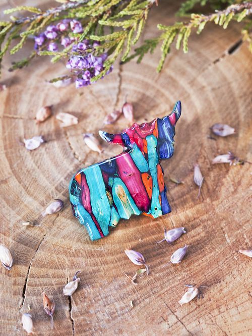 Heathergems - Highland Coo Brooch