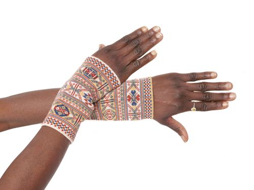 Heritage colour Fair Isle wristwarmers in rare pattern