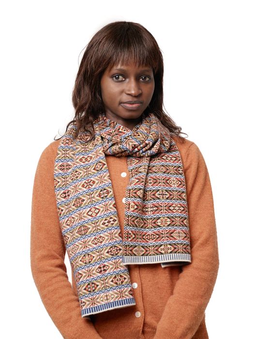 Heritage colour Fair Isle scarf in landmark design
