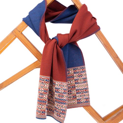Heritage colour Fair Isle scarf with Fair Isle patterns at ends