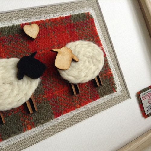 Harris Tweed twin sheep picture