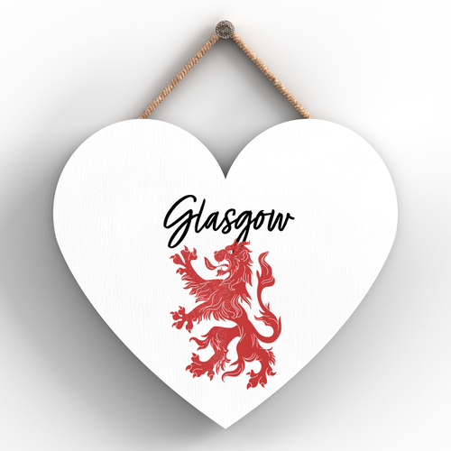 Rampant Lion Glasgow Heart Wooden Plaque