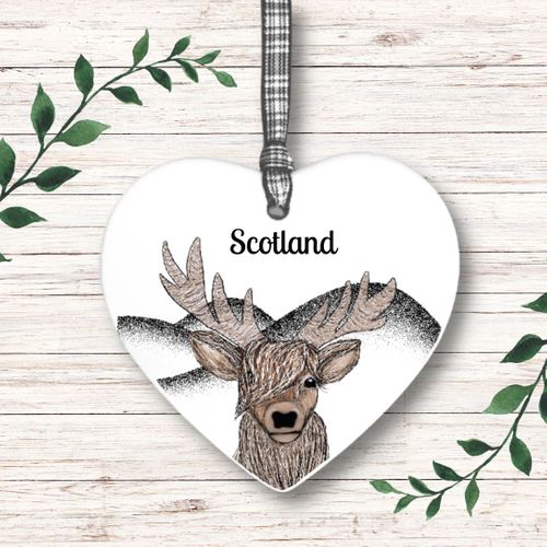 Scottish Ceramic Heart - Stag
