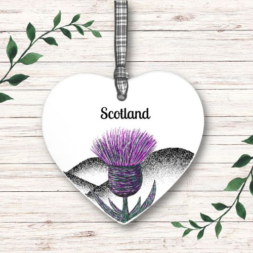 Scottish Ceramic Heart - Thistle