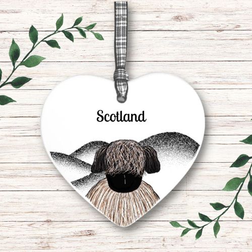 Scottish Ceramic Heart - Woolly Sheep
