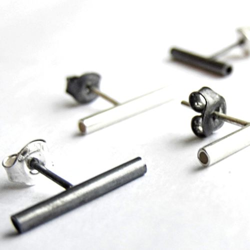 Small Tube Stud Earrings