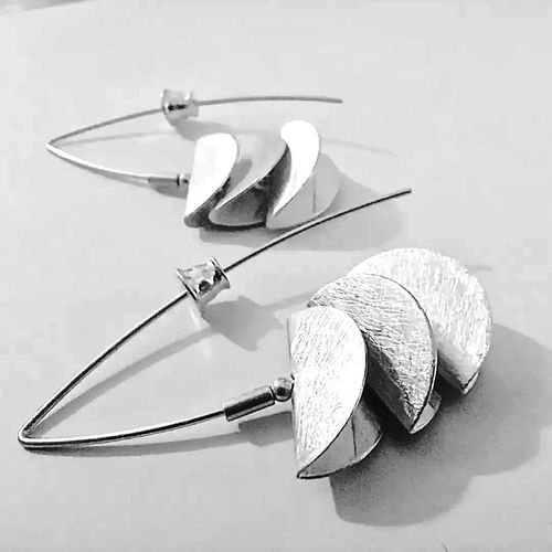 Triple Half Moon Drop Earrings