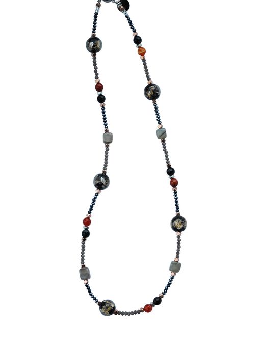 Aries: Black glass and agate set
