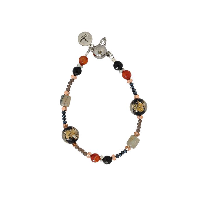 Aries: Black glass and agate set
