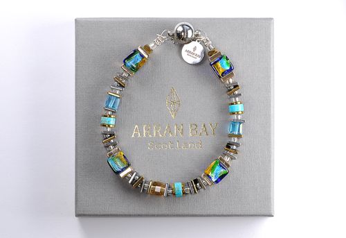 Halo: Foil glass and hematite bracelet