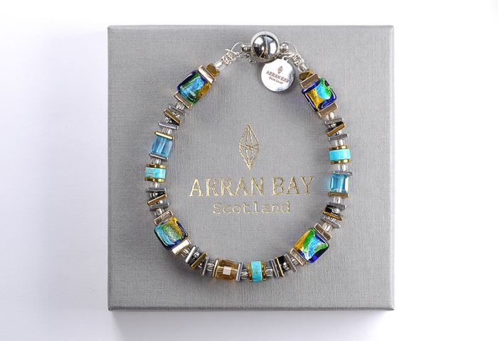 Halo: Foil glass and hematite bracelet