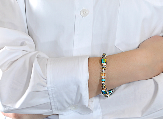 Halo: Foil glass and hematite bracelet