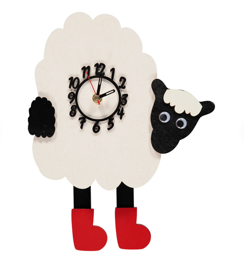 Sheep Wooden Pendulum Wall Clock