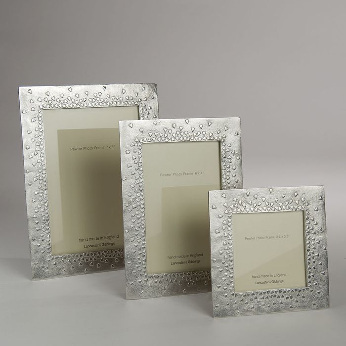 Floating Hearts Handmade Pewter Photo Frame