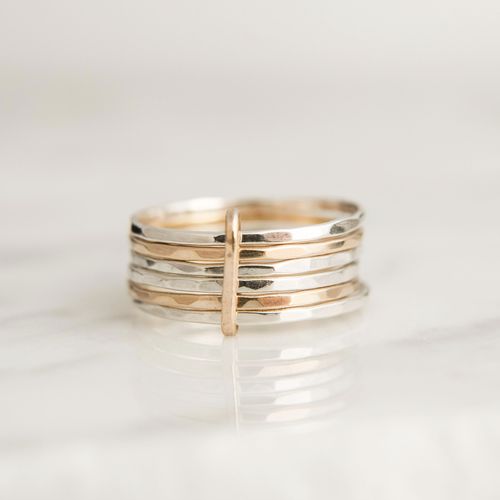 Silver & 9ct Gold Stacking Set