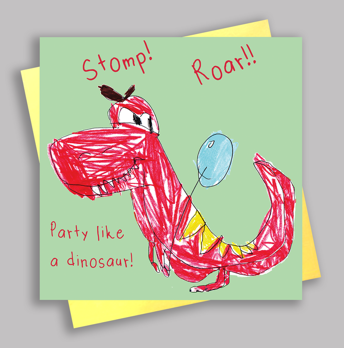 Stomp! Roar! Party Like a Dinosaur! Greeting Card