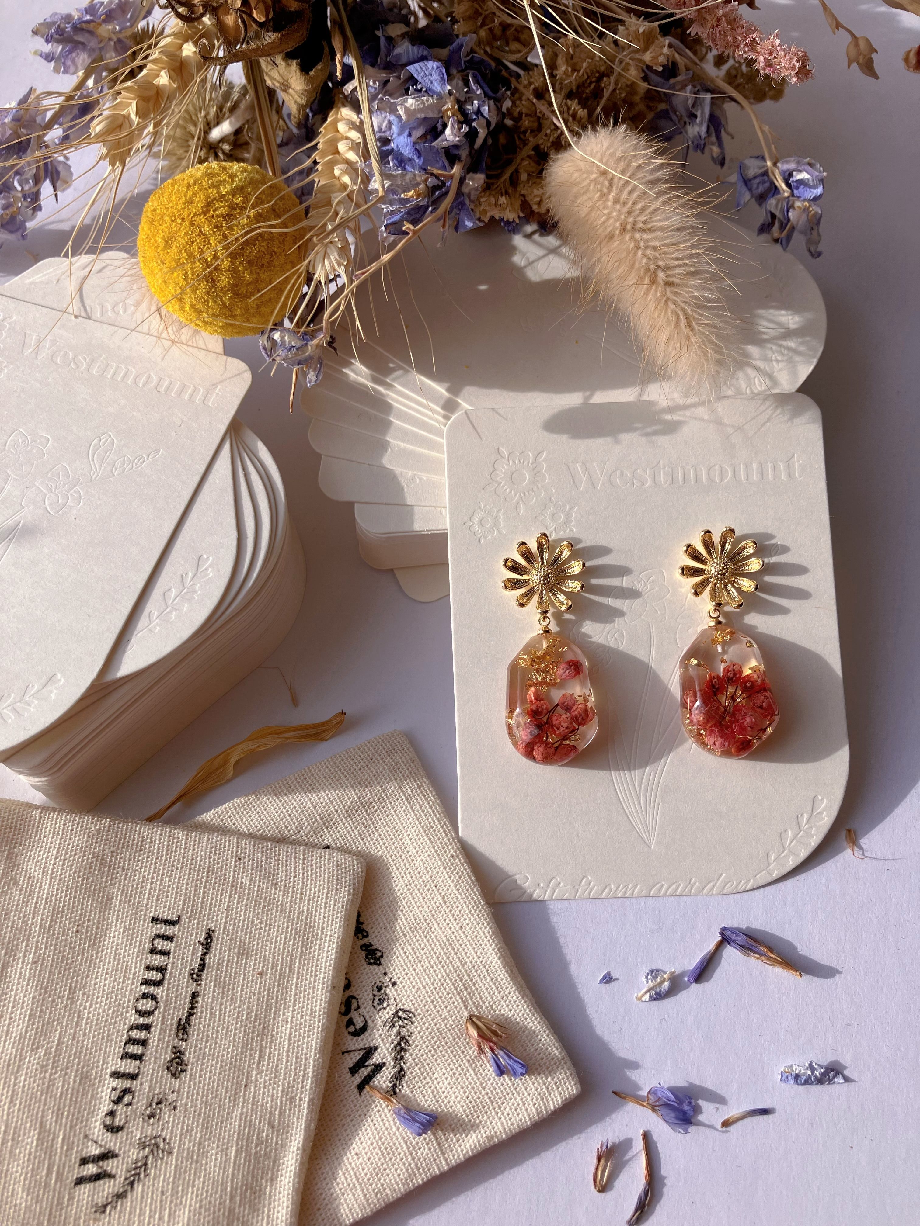 Red Prink Real Flowers Earrings-Gift from gardens