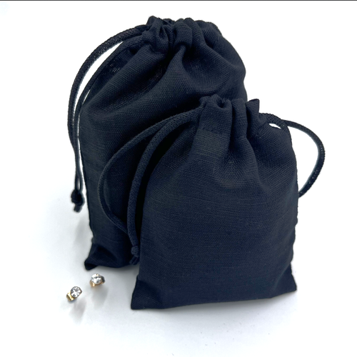 Recycled suede and recyclable linen pouches