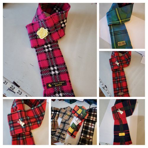 Fleece Tartan Dog Scarfs