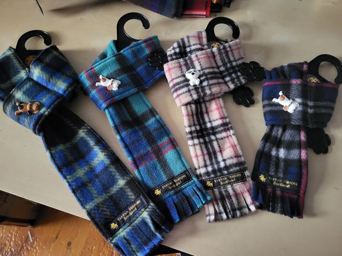 Fleece Tartan Dog Scarfs