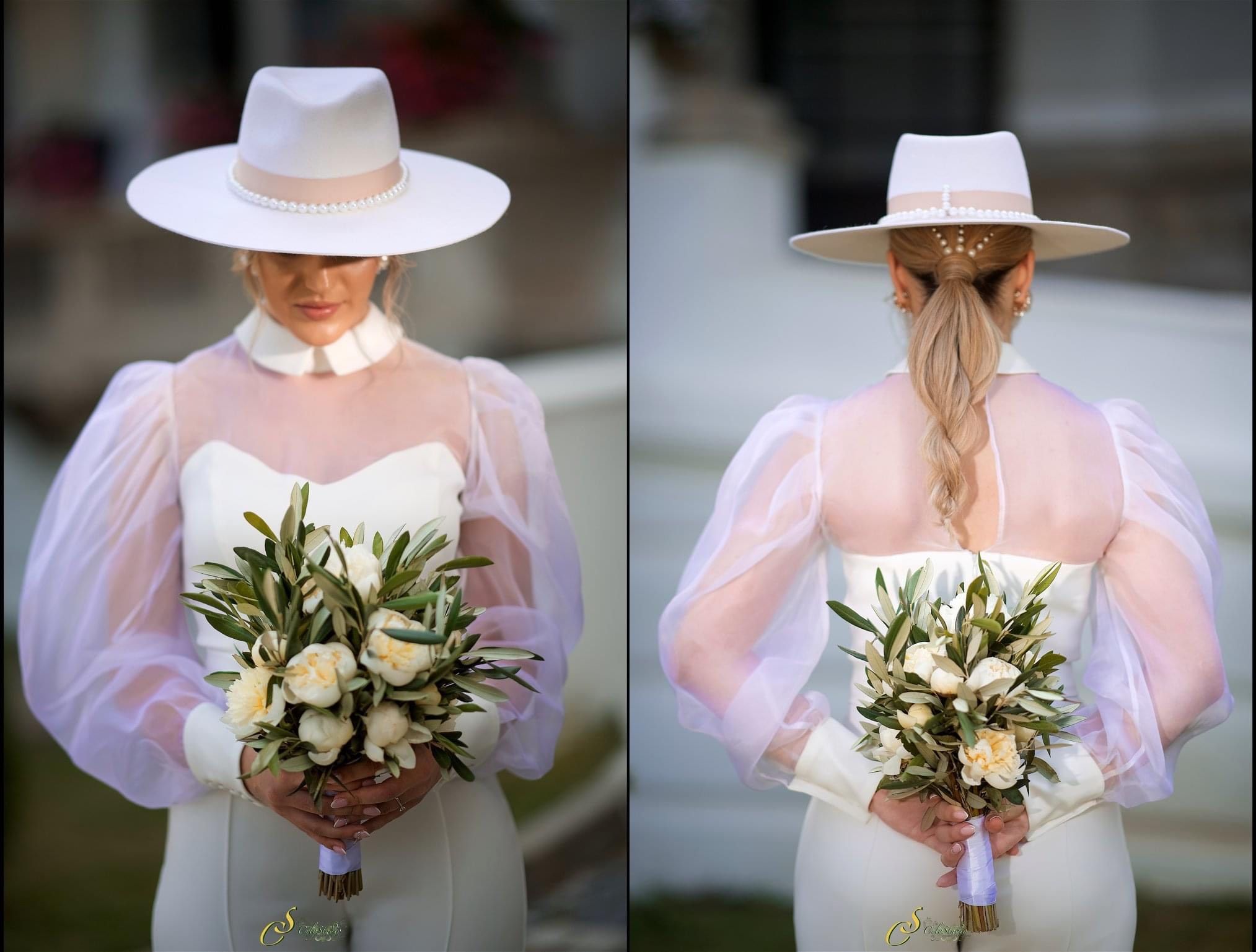 White Fedora String Of Pearls – Rabbit Felt