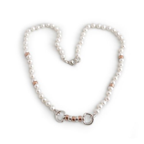 Exclusive Freshwater Pearl & 18ct Rose Gold Plated Cherry Roller Necklace