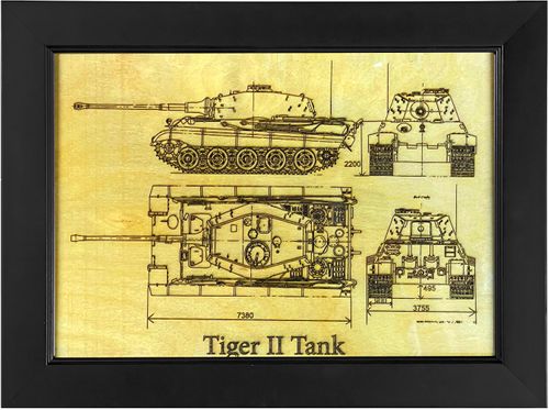 Tiger II - Panzerkampfwagen Tiger Ausf. B - Engraved Wooden Artwork