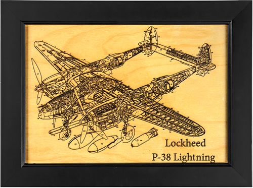 Lockheed P-38 Lightning - Engraved Wooden Artwork