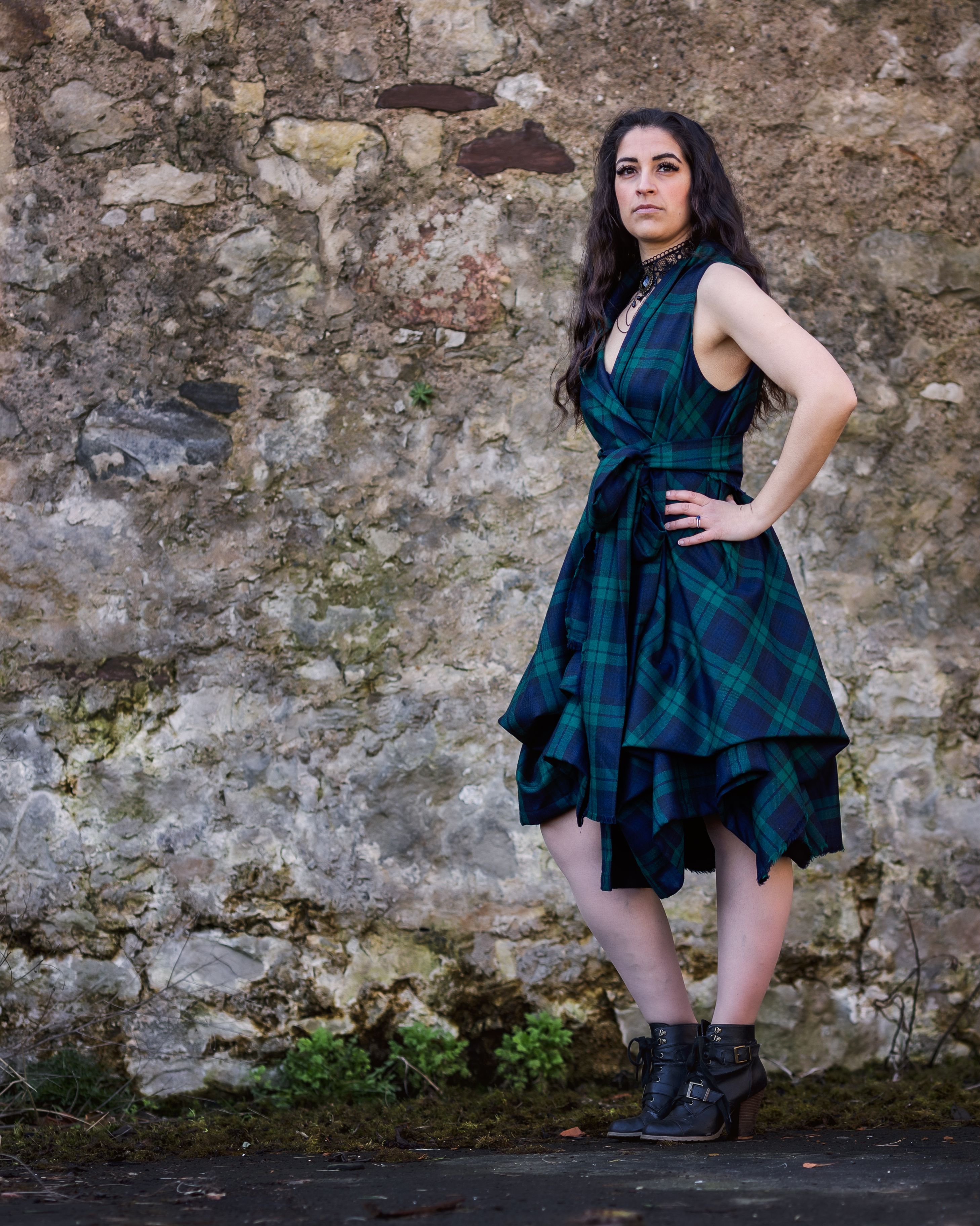 Tartan wrap dress