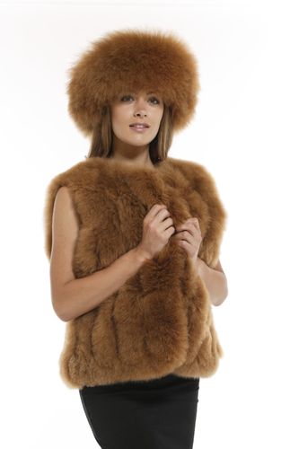 Alpaca fur gilet and hat