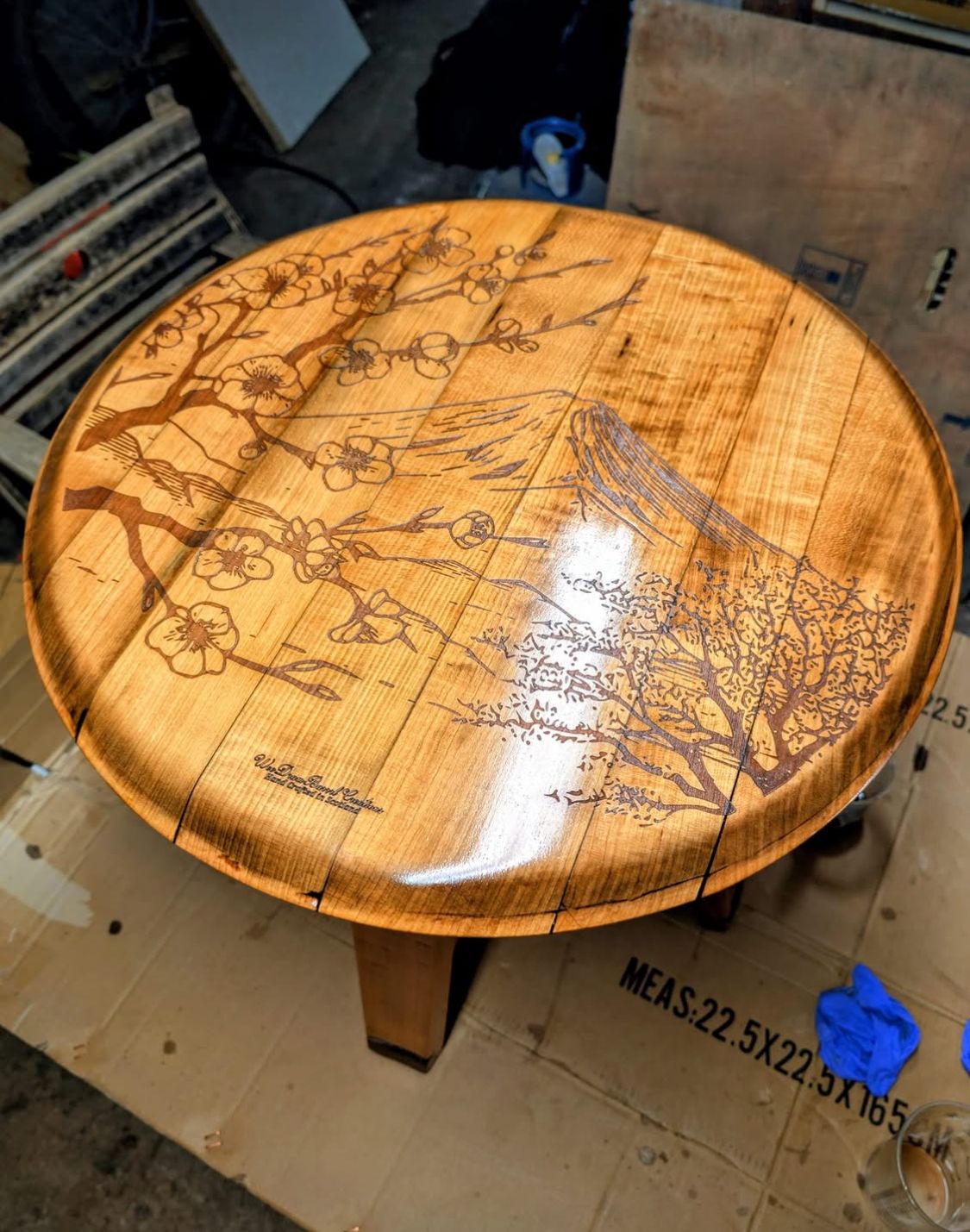 Whisky barrel tables 
