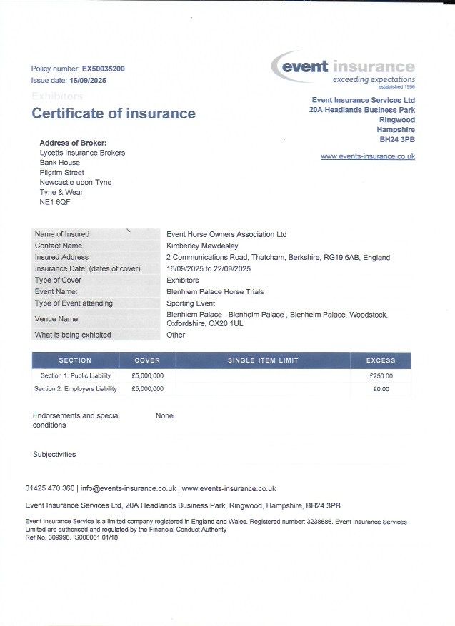 EHOA EL & PL Insurance Cover 