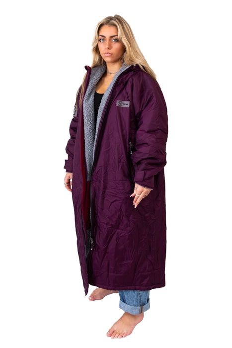 Xtreme Purple Changing Robe with Grey Fleece Lining