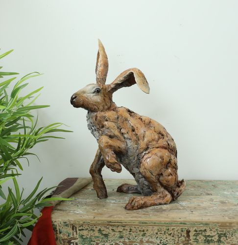 Waiting for Spring - Life Size Seated Hare Sculpture