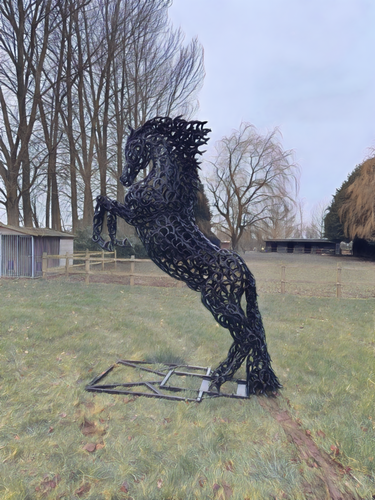 Prancing horse sculpture