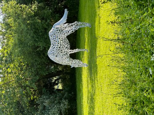 Grazing horse sculpture