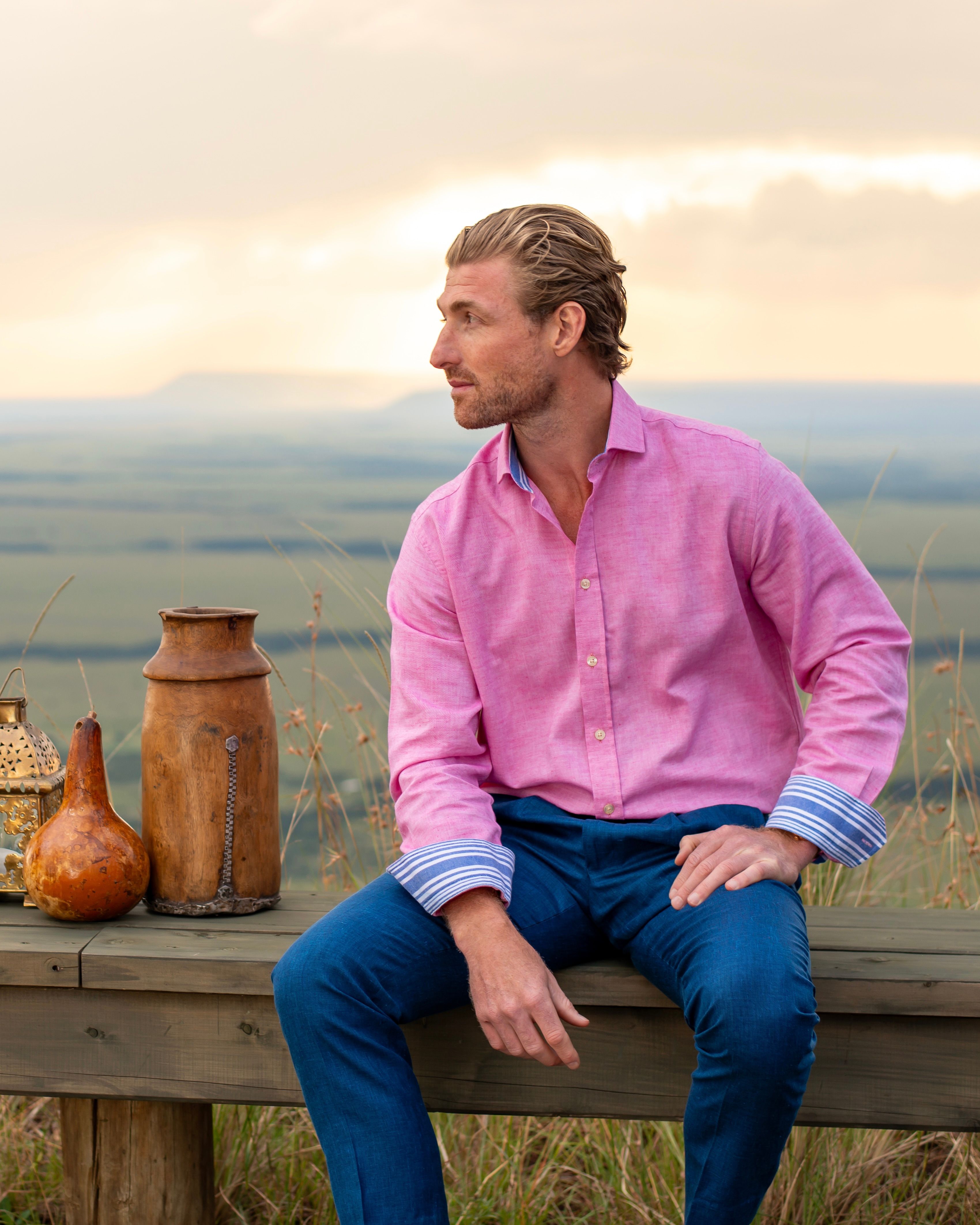 Rich Pink Cotton-Linen Shirt